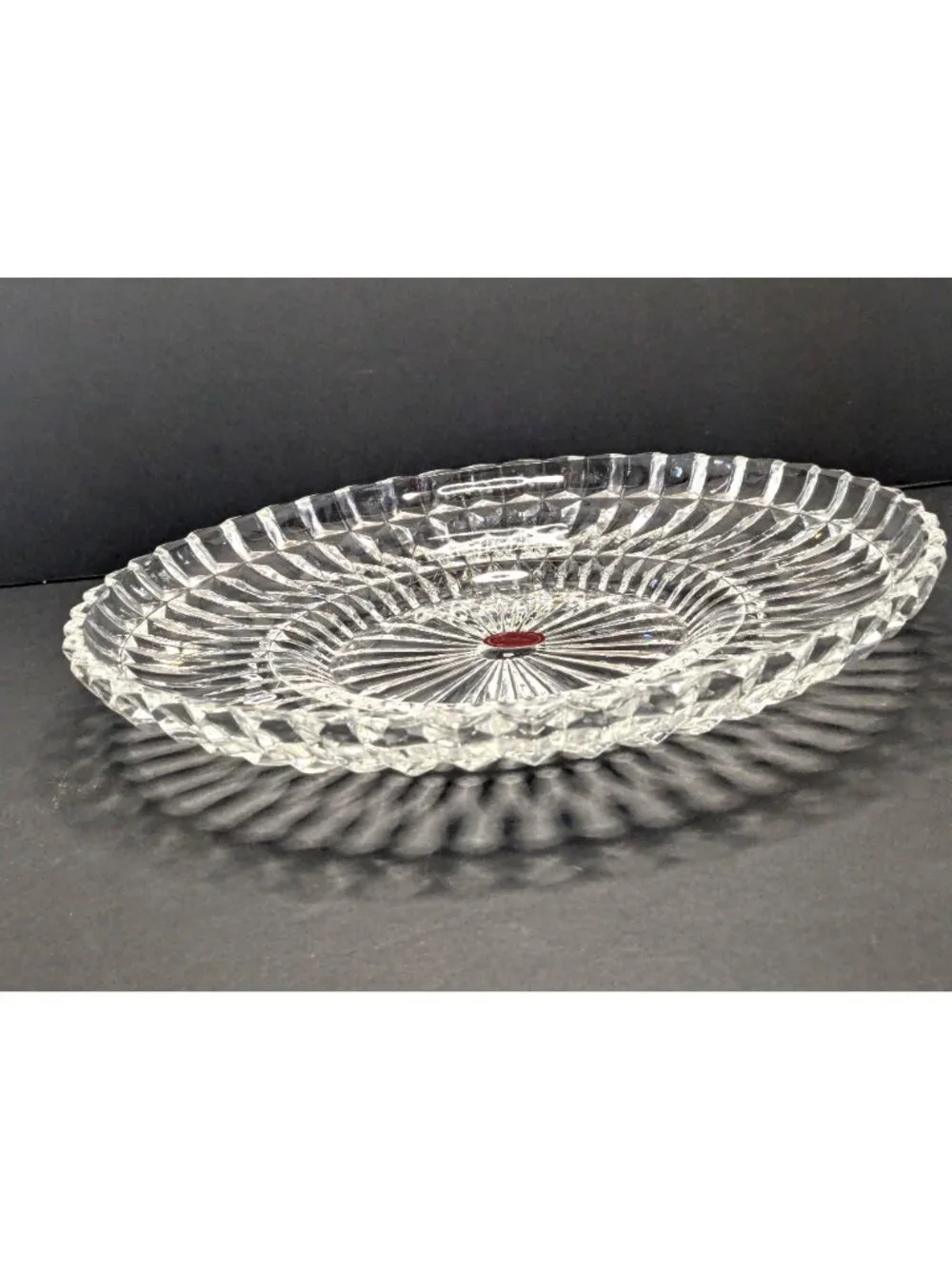 Vintage Gorham Althea Hand-Cut Crystal Glass Platter Made In Poland 11